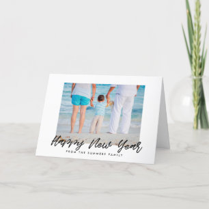 Happy New Year modern black font Holiday Card
