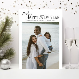Happy New Year Modern Chic Family 4 Photos Collage Holiday Card