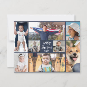 Happy New Year Modern Dark Blue Photo Card