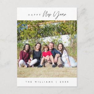 Happy New Year, Modern Greeting Family Photo  Postcard