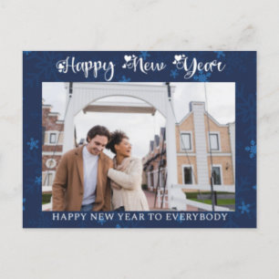 Happy New Year Modern Holiday Photo On Snowflakes  Postcard