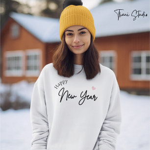 Happy New Year Modern Minimalist Typography White Sweatshirt