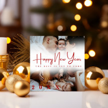 Happy New Year modern Script 3 Collage Multi Photo