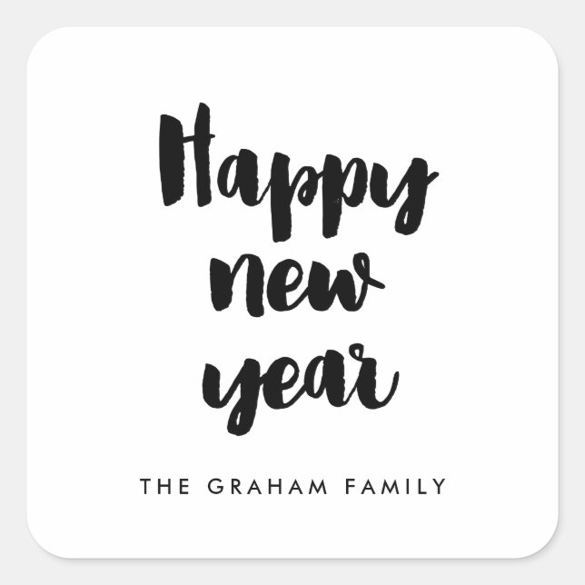 Happy New Year modern Square Sticker (Front)