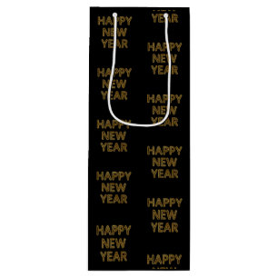 Happy New Year Modern Typography Wine Gift Bag