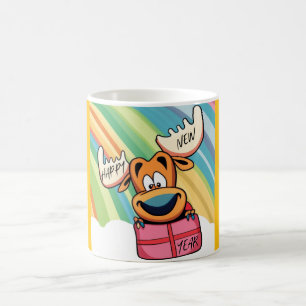Happy New Year Moose - Festive Celebration Design Coffee Mug