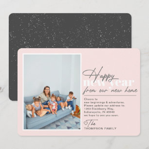 Happy New Year Moving Announcement Blush Photo