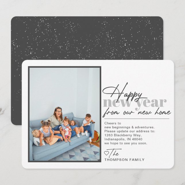 Happy New Year Moving Announcement Photo (Front/Back)