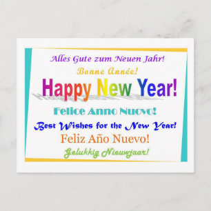 Happy New Year - multilingual Holiday Postcard