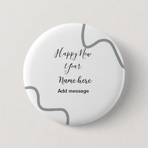 Happy new year name message gray simple holiday 2 inch round button