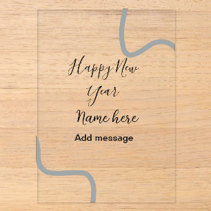 Happy new year name message grey simple holiday acrylic invitations