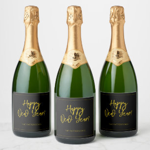 Happy New Year NAME Sparkling Wine Label Fun Moder