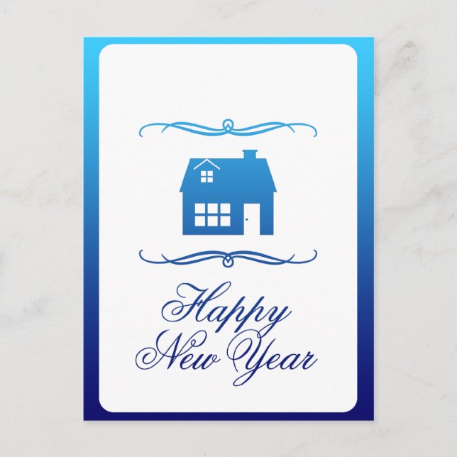 happy new year new address announcement postcard (Front)