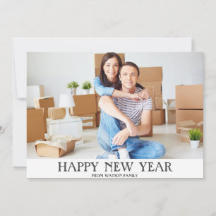 Happy New Year & New Address Photo   With Calendar Holiday Card