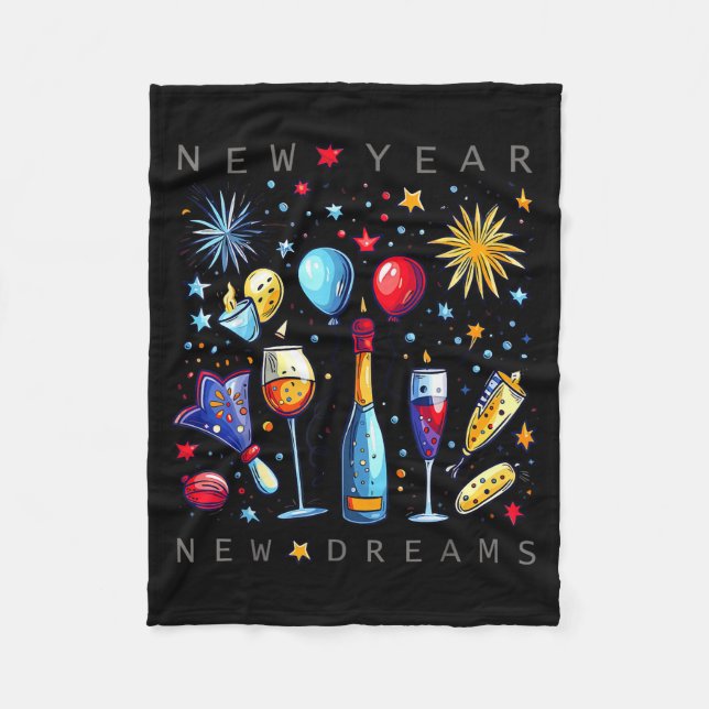 Happy New Year New Dreams 2026 Family Matching Fir Fleece Blanket (Front)
