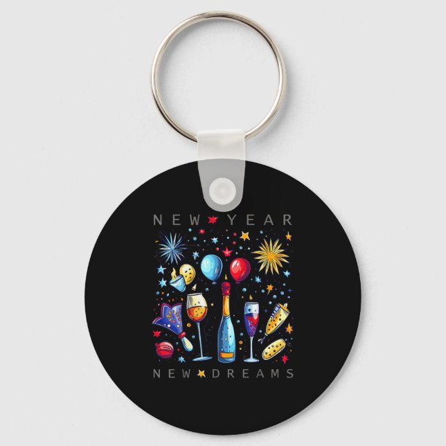 Happy New Year New Dreams 2026 Family Matching Fir Keychain (Front)