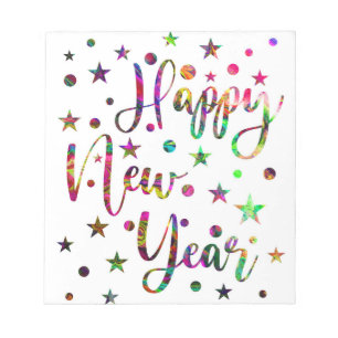 Happy New Year, New Year's Eve Celebration Pattern Notepad