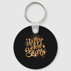 Happy New Year New Years Eve Party , Black Keychain