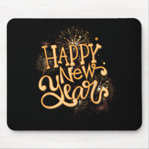 Happy New Year New Years Eve Party , Black Mouse Pad
