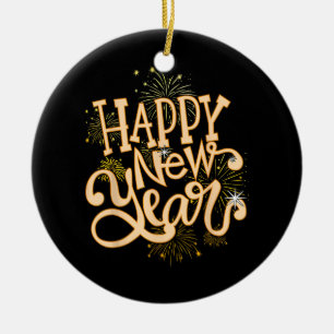 Happy New Year New Years Eve Party Women Men Famil Ceramic Ornament