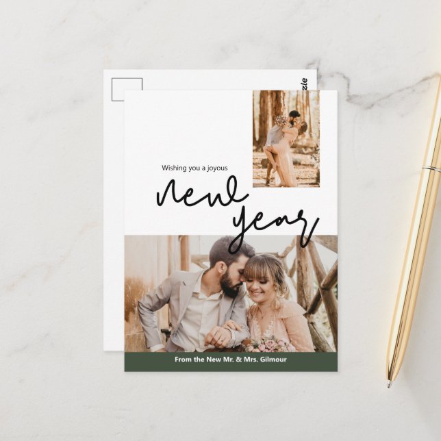 Happy New Year Newlyweds Mr and Mrs Green Postcard (Front/Back In Situ)