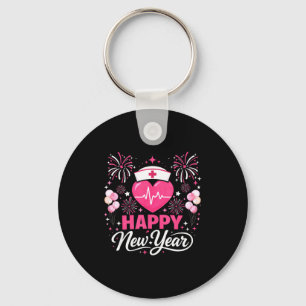 Happy New Year Nurse Crew Heartbeat Medical Celebr Keychain