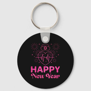 Happy New Year Nurse Crew Heartbeat New Years Eve Keychain