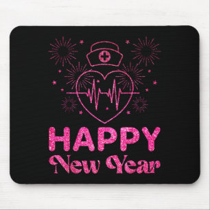 Happy New Year Nurse Crew Heartbeat New Years Eve Mouse Pad