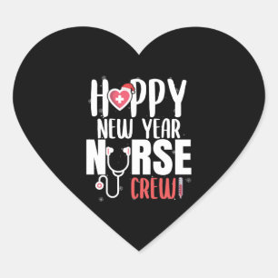 Happy New Year Nurse Crew Santa's Favourite Gift Heart Sticker