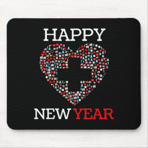 Happy New Year Nurse Heart 2023 Funny Nursing Prac Mouse Pad