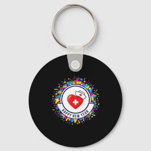 Happy New Year Nurse Shirt Cute Nk Heartbeat Medic Keychain