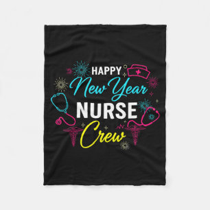 Happy New Year Nurse Shirt, Fireworks Stethoscope Fleece Blanket