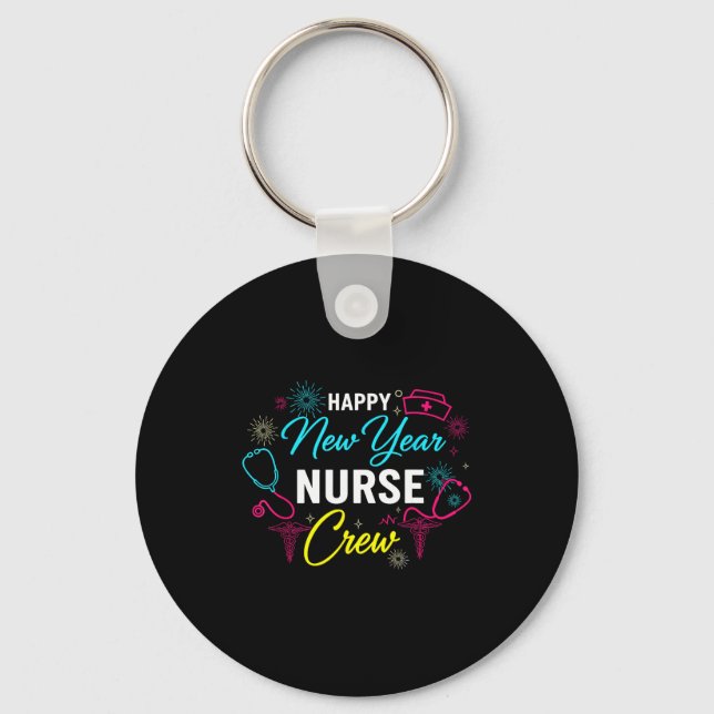 Happy New Year Nurse Shirt, Fireworks Stethoscope  Keychain (Front)