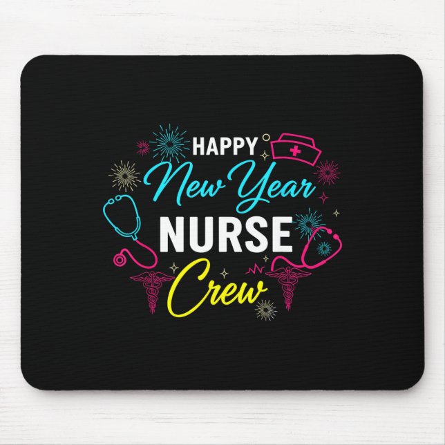 Happy New Year Nurse Shirt, Fireworks Stethoscope  Mouse Pad (Front)