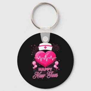 Happy New Year Nurses Heartbeat New Years Eve Part Keychain