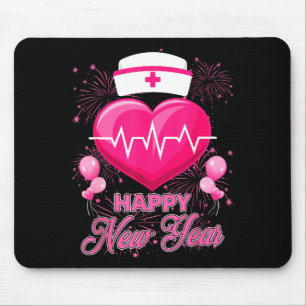 Happy New Year Nurses Heartbeat New Years Eve Part Mouse Pad