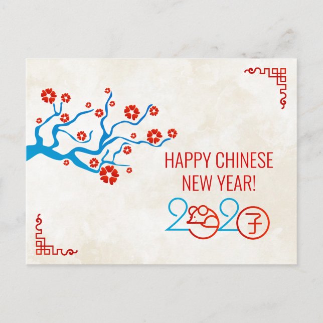 Happy New Year of The Rat - 2020 Holiday Postcard (Front)