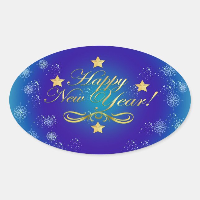Happy New Year Oval Sticker (Front)