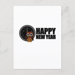 Happy New Year - Owl Postcard