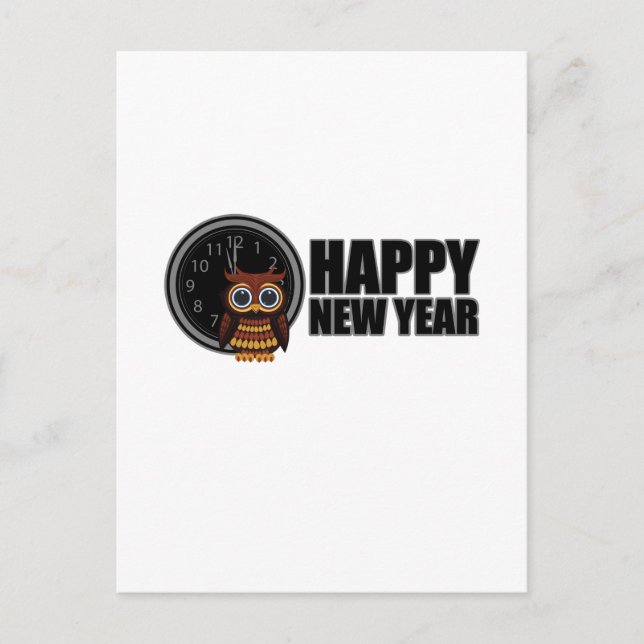 Happy New Year - Owl  Postcard (Front)