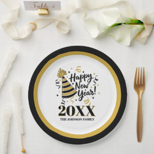 Happy New Year Paper Plate