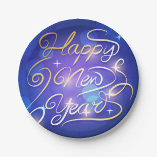 Happy New Year Paper Plate