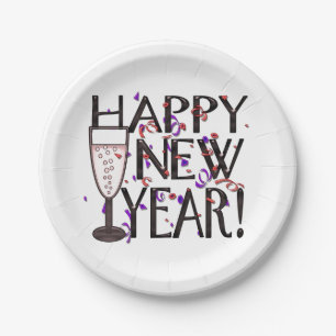 Happy New Year Paper Plate