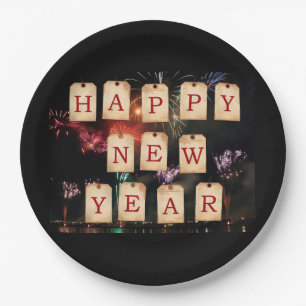 Happy New Year Paper Plate