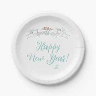 Happy New Year Paper Plate