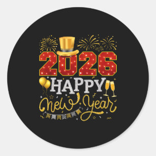 Happy New Year Party 2026 Ballon Family Matching C Classic Round Sticker