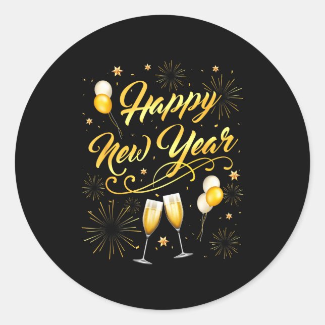 Happy New Year Party 2026 Ballon Family Matching  Classic Round Sticker (Front)