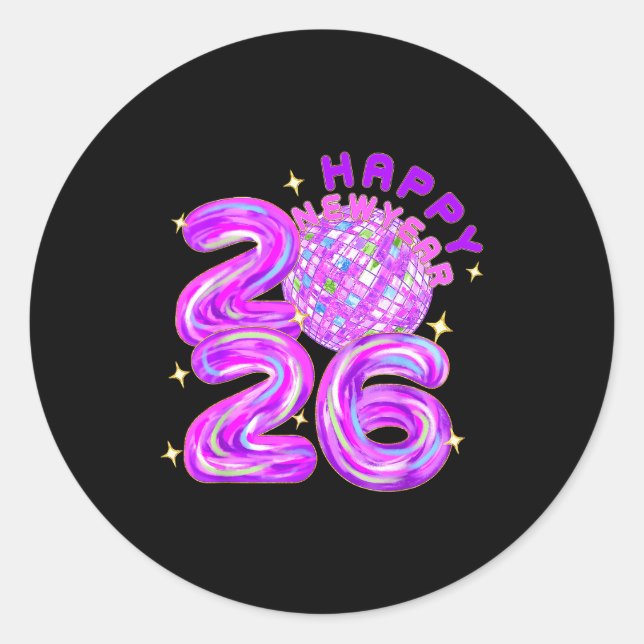 Happy New Year Party 2026 Ballon Family Matching M Classic Round Sticker (Front)