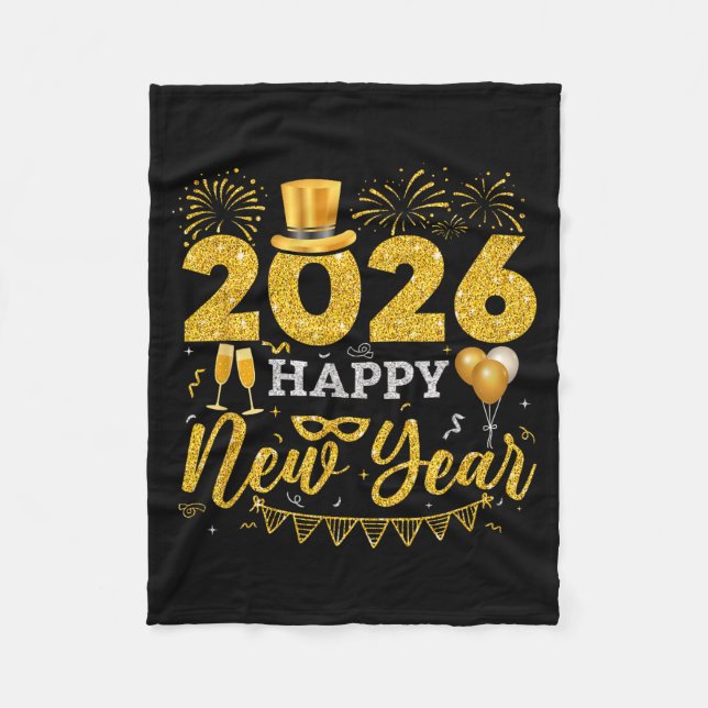 Happy New Year Party 2026 Ballon Family Matching M Fleece Blanket (Front)