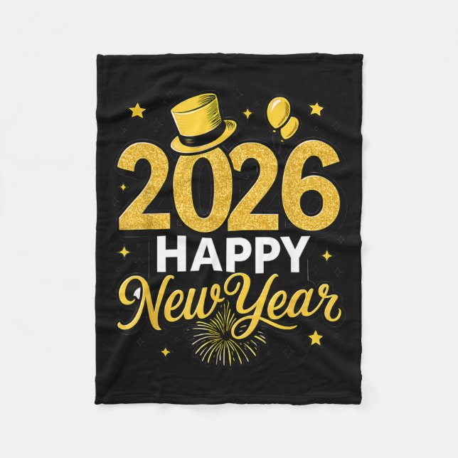 Happy New Year Party 2026 Ballon Family Matching M Fleece Blanket (Front)